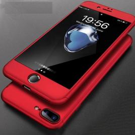 Husa apple iphone 8 plus, fullbody elegance luxury rosu, acoperire completa 360 grade cu folie de sticla