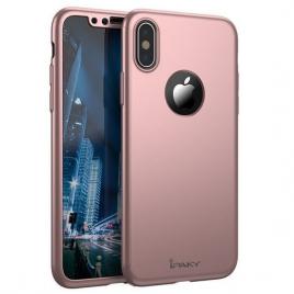 Husa apple iphone x, fullbody elegance luxury ipaky rose-gold , acoperire completa 360 grade cu folie de