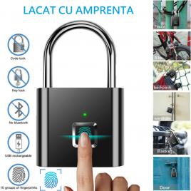 Lacat smart cu senzor de amprenta, 10 amprente, rezolutie 508 dpi, baterie 3.7v 80 mah