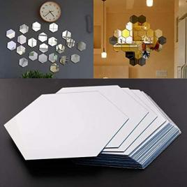 Oglinda decorativa acrilica design hexagon silver xxl size 1 bucata