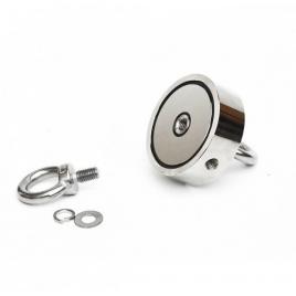 Magnet neodim oala d 60 mm cu doua c�rlige inelare ?i doua fe?e x 120 kg - magnet fishing