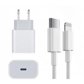 Set incarcator fast charge apple 20w pentru iphone x/11/12/13/14 pro/pro max +cablu de date fast charge