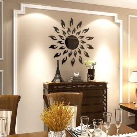 Set oglinzi design 3d black sun - oglinzi decorative acrilice luxury home 27 buc/set