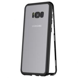 Husa samsung galaxy s8 magnetica 360 grade black, perfect fit cu spate de sticla securizata premium + folie de