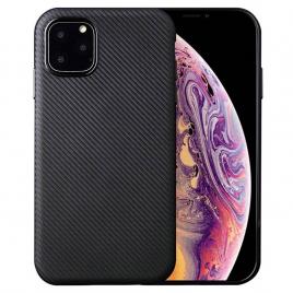 Husa pentru apple iphone 11 pro max, perfect fit cu insertii de carbon negru