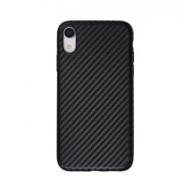Husa pentru apple iphone xr, perfect fit, cu insertii de carbon, negru