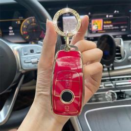 Husa de protectie premium pentru cheie auto, elegance luxury cover key, rosie, compatibila cu mercedes benz a