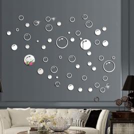 Oglinzi acrilice decorative autoadezive 3d wall bubbles 58 buc/set