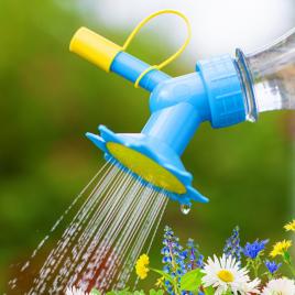 Stropitoare pentru plante in forma de floare pentru sticla pet cu dublu rol - jet uniform de apa sau stropire