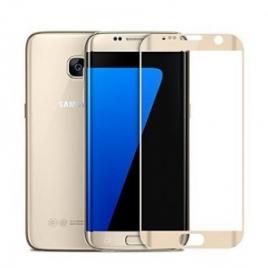 Folie de sticla samsung galaxy s7 edge,  margini curbate colorate gold