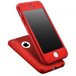 Husa apple iphone 5/5s/se, fullbody red, acoperire completa 360 grade cu folie de sticla gratis