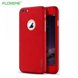 Husa apple iphone 6 plus/6s plus, fullbody  red, acoperire completa 360 grade cu folie de sticla gratis