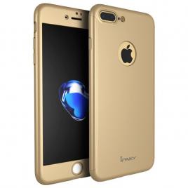 Husa apple iphone 7 plus, fullbody  ipaky gold, acoperire completa 360 grade cu folie de sticla gratis