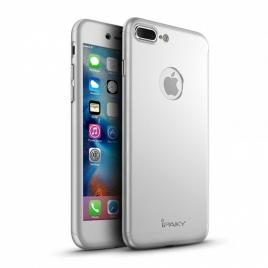 Husa apple iphone 7 plus, fullbody  ipaky silver, acoperire completa 360 grade cu folie de sticla gratis