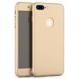Husa apple iphone 8 plus, fullbody  auriu, acoperire completa 360 grade cu folie de sticla gratis