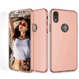 Husa apple iphone x, fullbody  rose-gold, acoperire completa 360 grade cu folie de sticla gratis