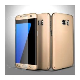Husa samsung galaxy s7 edge, fullbody  gold, acoperire completa 360 grade cu folie de protectie gratis