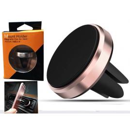 Suport auto magnetic de culoare rose-gold pentru telefoane mobile, prindere la ventilatie