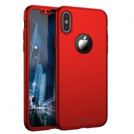 Husa apple iphone x, fullbody  ipaky rosu, acoperire completa 360 grade cu folie de sticla gratis