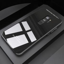 Husa samsung galaxy s7 edge, back glass, husa cu sticla securizata pe spate de culoare neagra