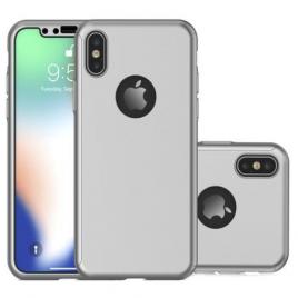 Husa apple iphone xs, fullbody  argintiu, acoperire completa 360 grade cu folie de sticla gratis