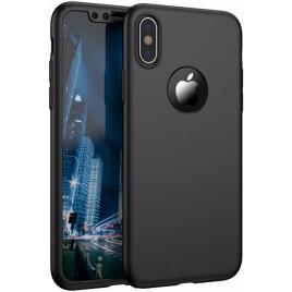 Husa apple iphone xs, fullbody  negru, acoperire completa 360 grade cu folie de sticla gratis