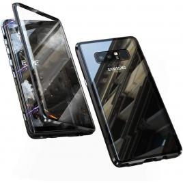 Husa samsung galaxy note 8 magnetica 360 grade black, perfect fit cu spate de sticla securizata premium +