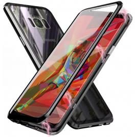 Husa samsung galaxy s8 plus , magnetica negru, perfect fit cu spate de sticla securizata premium + folie de