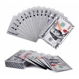 Carti de joc silver casino poker, aspect dolar $