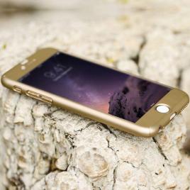 Husa apple iphone 8, fullbody  gold, acoperire completa 360 grade cu folie de sticla gratis