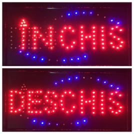 Panou led afisare deschis - inchis cu buton pentru schimbare mesaj