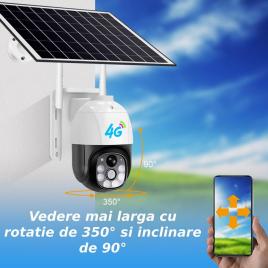 Camera supraveghere video cu sim, conexiune 4g, 4mp 2048 x 1536 cu panou solar, interior - exterior