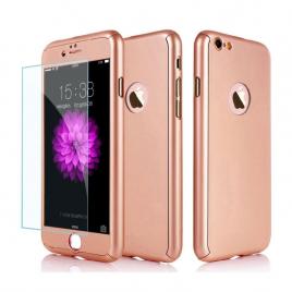 Husa aisi iphone 7 full cover 360 + folie sticla, gold