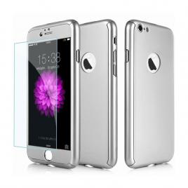 Husa aisi iphone 7 full cover 360 + folie sticla, silver