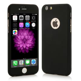 Husa full cover (fata + spate + geam sticla) pentru apple iphone 5 / 5s / se, negru