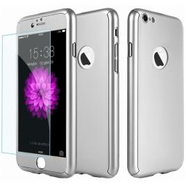 Husa full cover (fata + spate + geam sticla) pentru apple iphone 6 plus / 6s plus, silver