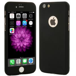 Husa full cover 360� (fata + spate + geam sticla) compatibila apple iphone 6 plus / 6s plus, negru