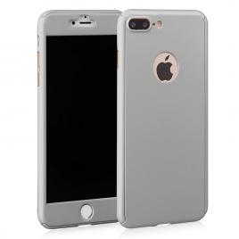 Husa fullbody mystyle silver pentru apple iphone 7 plus acoperire completa 360 grade cu folie de protectie