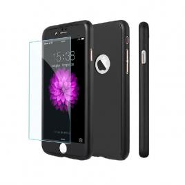 Husa iphone 6/6s plus full cover 360 + folie sticla, negru