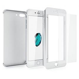 Husa mystyle fullbody silver pentru apple iphone 7 acoperire completa 360 grade cu folie de sticla gratis
