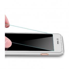 Husa pentru iphone 7 full cover 360 + folie sticla, silver