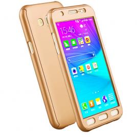 Huse hard 360 de grade pentru samsung j5, j500, full body, gold
