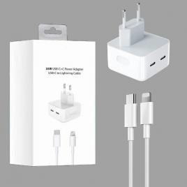Set incarcator fast charge 50w cu doua porturi pentru apple iphone, ipad, casti