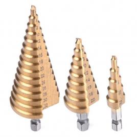Set profesional de 3 burghie con in trepte � dimensiuni versatile 4-32mm pentru lucrari precise