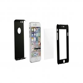 Husa full cover+folie sticla iberry neagra pentru iphone 5,5s,5se