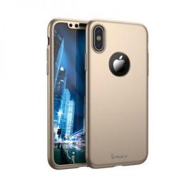 Husa de protectie pentru apple iphone x, ipaky pro gold original case, acoperire completa 360 grade cu folie