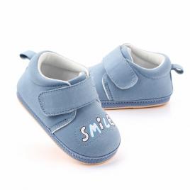 Pantofiori albastri pentru baietei - smile (marime disponibila: 3-6 luni