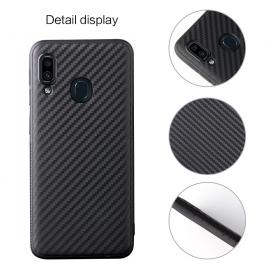Husa pentru samsung galaxy a30, glomax perfect fit cu insertii de carbon negru