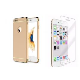 Pachet husa compatibila cu apple iphone 6/6s, luxury gold plated, folie de sticla gratis