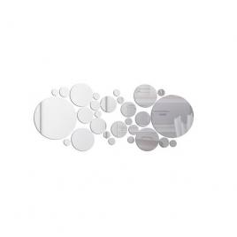 Set 30 oglinzi decorative din sticla acrilica, pentru design interior, model rotund, silver